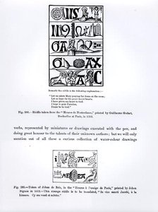 Rejtvény a Guillaume Godart által 1513-ban nyomtatott Heures de Nostredame-ból, és Jehan de Brie Tokenje a Heures a lusaige de Paris-ból, amelyet Jehan Bignon 1512-ben nyomtatott, illusztrációk a Science and alkotó: French School