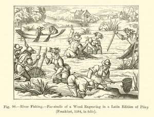 River Fishing (metszet) alkotó: French School