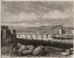 Roanne - Loire, a Rhône-Alpes régióban - V.A. Malt-Brown metszet a „La France illustrée: földrajz, történelem, statisztikai igazgatás”-ban. 1884 alkotó: French School