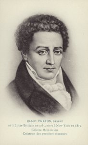 Robert Fulton (1765-1815), amerikai mérnök, feltaláló és a gőzhajózás úttörője (litho) alkotó: French School