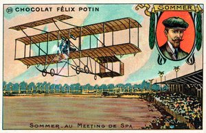 Roger Sommer repül a Spa Aviation Meetingen, Belgiumban alkotó: French School