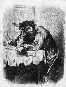 Római szappanopera: "" Horatius" - George Sand (Aurore Dupin, Baronne Dudevant) (1804-1876). – Horatius irodalmi esszékkel foglalkozott. Metszet a „Les bons romances”-ba alkotó: French School