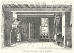 Szoba a bretagne-i St Malo-i Hotel de France-ban, amelyben Francois-Rene de Chateaubriand francia író és politikus született (metszet) alkotó: French School