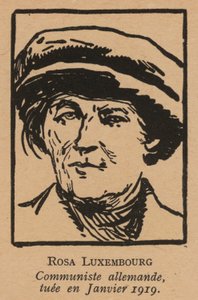 Rosa Luxemburg, német kommunista forradalmár, akit az 1919. januári spartakista felkelés után a freikorps meggyilkolt (litho) alkotó: French School