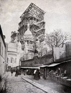 Rózsafüzér-kereskedők az épülő Szent Szív templomban, 19. század vége alkotó: French School