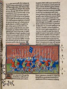 Royal 20 C. VII, f.34 A Courtrai-i csata, illusztráció a „Chroniques de France ou de Saint Denis”-ből (vellum) alkotó: French School
