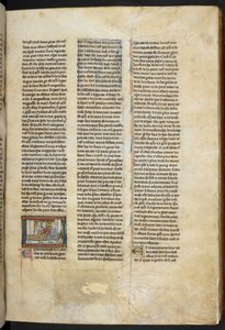 Royal MS 14 E. III, f.58r, illusztráció az "Estoire del Saint Graal, La Queste del Saint Graal, Morte Artu" című könyvből, 1315-25 körül (pergamen). alkotó: French School