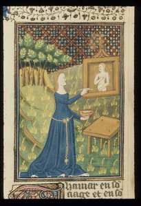 Royal MS 16 G V f.068v oldal a De claris mulieribusból Giovanni Boccaccio névtelen francia fordításában (Le livre de femmes nobles et renomées), 1440 körül (szín és arany pergamen) alkotó: French School