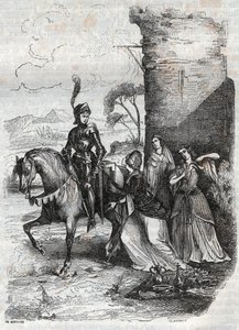 Ruggiero és három nimfa az Alcina udvarából – 1851-es metszet az Orlando furioso című versből alkotó: French School