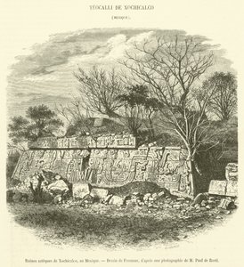 Xochicalco azték romjai, Mexikó (metszet) alkotó: French School