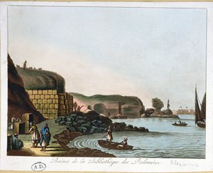 A Ptolemaios-könyvtár romjai Alexandriában, Egyiptomban, 1811 alkotó: French School