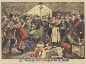 Az orosz rendőrség feloszlat egy forradalmi találkozót (színes litó) alkotó: French School