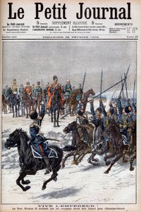 Orosz-japán háború 1904-1905 - A kozákok II. Miklós cárt dicsérték, mielőtt a Távol-Keletre indultak, hogy megküzdjenek a japánokkal a "Le Petit Journal"-ban, 1904. február 28. (metszet) alkotó: French School