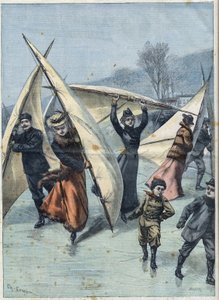 Vitorlás korcsolyázás Kanadában: A korcsolyázó és a jégpályán vitorlázó kanadaiak figyelmét eltereli a „Le Petit Parisien” alkotó: French School