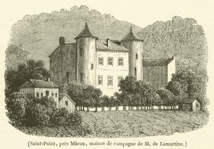Saint-Point, Macon közelében, Madame de Lamartine vidéki háza (metszet) alkotó: French School