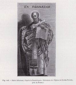 Szent Atanáz; Dominichino után, A Róma melletti Grotta-Ferrata templom festményei (metszet) alkotó: French School