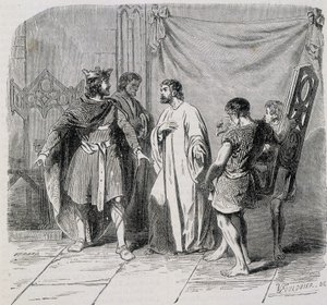 Szent Eloi és Dagobert: Dagobert elcsodálkozott, amikor Eloi bemutatta neki a második fotelt - grav. 19. század alkotó: French School