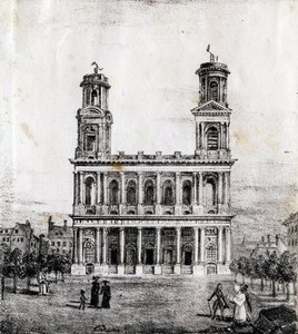 Saint Sulpice templom, Párizs - "Alphabet Picturesque des Monuments de Paris" 1840 körül (metszet) alkotó: French School