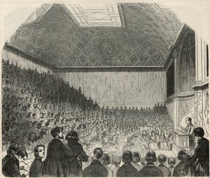 Tanterem a párizsi College de France-ban a 19. században – Edmond Texier 1852-es metszete „Tableau-de-Paris”-ban alkotó: French School