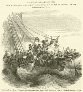 1842-es szalon, a Le Hasard angol szkúner fedélzetére vitte a Courrier, 1804-ben (metszet) alkotó: French School