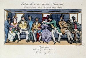 Példa a párizsi erkölcsökből: omnibusz pad a Madeleine-ből a Szent Márton kapujában. századi nyomatok. Párizs, Musee Carnavalet alkotó: French School