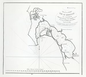 San Diego Bay, Kalifornia, a La Perouse útitervéből alkotó: French School