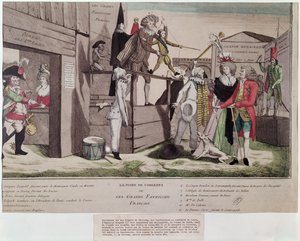 Szatirikus karikatúra a coblentzi francia emigránsokról és a Pillnitzi Nyilatkozatról, 1791 alkotó: French School