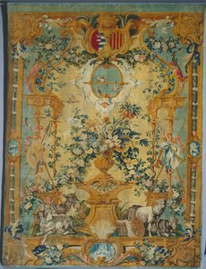 Savonnerie Panel: tavasz címerrel, gyártó Savonnerie Factory, Franciaország, 1717 előtt alkotó: French School