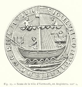 Yarmouth város pecsétje, Anglia, 13. század (metszet) alkotó: French School
