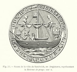 Sandwich városának pecsétje, Anglia, a Stern-megtartást ábrázolva, 13. század (metszet) alkotó: French School