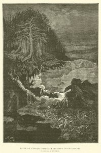 Jelenet a triász időszakból (konchyliusz) (metszet) alkotó: French School