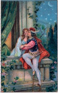 Jelenet Shakespeare "Rómeó és Júlia" című művéből, 3. felvonás, 5. jelenet : a szerelmesek az erkélyen. alkotó: French School