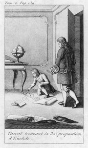 Jelenet Blaise Pascal (1623-62) gyermekkorából a 19. század elején alkotó: French School