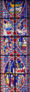 Jelenet St. Vincent életéből, 1245-7 (ólom- és festett üveg) alkotó: French School