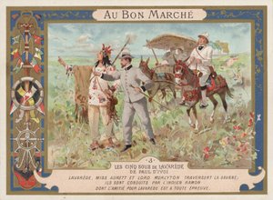 Jelenet a Les Cinq Sous de Lavarede című regényéből, Paul Ivoi (chromolitho) alkotó: French School