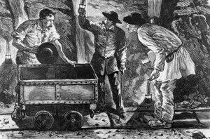Jelenet egy szénbányában, Emile Zola (1840-1902) illusztrációja a Germinalból, 1886 alkotó: French School