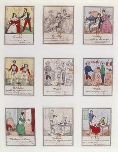 Jelenetek a 19. század eleji párizsi Vaudeville-ből és az Opera-Comique-ból, 1825-35 alkotó: French School
