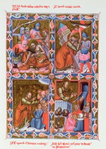 Jelenetek Szent Pál életéből, a bolognai iskola Legendaire des Anjou-Hongrie 15. századi kéziratának fakszimile alkotó: French School