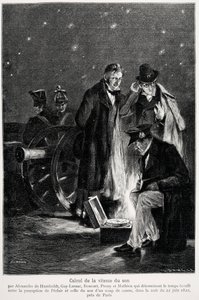Tudományos kísérlet: Humboldt, Louis-Joseph Gay-Lussac (Louis Joseph Gay Lussac), Bouvard, Prony és Mathieu hangsebesség-számítása, amely meghatározza a fény érzékelése és a fegyverlövés között eltelt időt. az éjszakán alkotó: French School