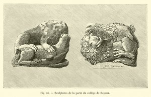 Szobrok a bayeux-i kollégium ajtaján (metszet) alkotó: French School