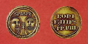 Pecsét Szent Pál és Szent Péter fejével, VIII. Bonifác pápa bullájából, recto and verso, 1295 (viasz) alkotó: French School
