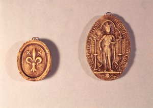 Marguerite de Provence pecsétjei (1221-95) 1284 (viasz) alkotó: French School