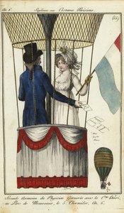 Dr. Andre-Jacques Garnerin második ballonos felemelkedése, 1798. július 8. (kézzel színezett rézmetszet) alkotó: French School