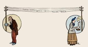 Távirat küldése és fogadása (pochoir print) alkotó: French School