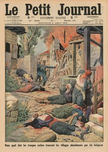Szerb csapatok érkeznek a bolgárok által elhagyott falvakba, címlap-illusztráció a „Le Petit Journal”-ból, mellékillusztráció, 1913. augusztus 3.