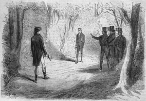 Sorozatregény: Emile Souvestre (1806-1854) „Gazdagok és szegények”. Boissard és Larry párharca. Metszet a „Les bons romances”-ba alkotó: French School