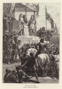 Serment de Strasbourg. Strasbourgi eskü, Német Lajos és Kopasz Károly, Kelet- és Nyugat-Francia királyok szövetsége, 842 (metszet) alkotó: French School