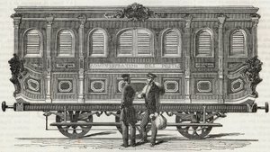 Posta - a mobil iroda külső képe - Edmond Texier 1852-es metszete „Tableau-de-Paris”-ban alkotó: French School