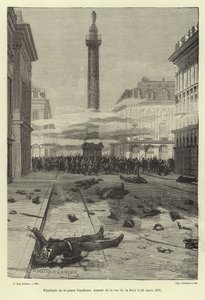 Lövöldözés a Place Vendome-ban, Párizs, Paris Commune, 1871. március 23 alkotó: French School