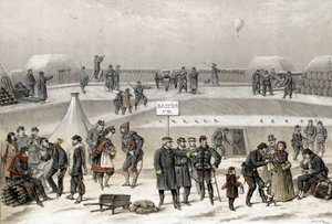 Párizs ostroma 1870-ben az 1870-1871 közötti háború alatt. A katonák a város védelmét készítik elő: egy katonát lehet látni a bunkerben. alkotó: French School